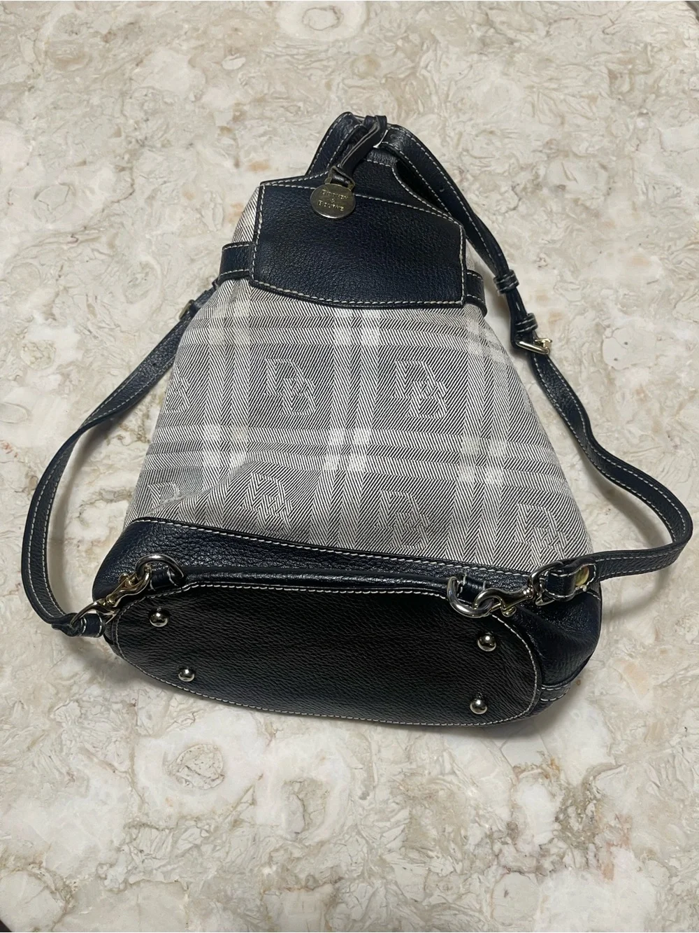 Vintage Dooney & Bourke Pyramid Signature Logo Plaid Sling backpack